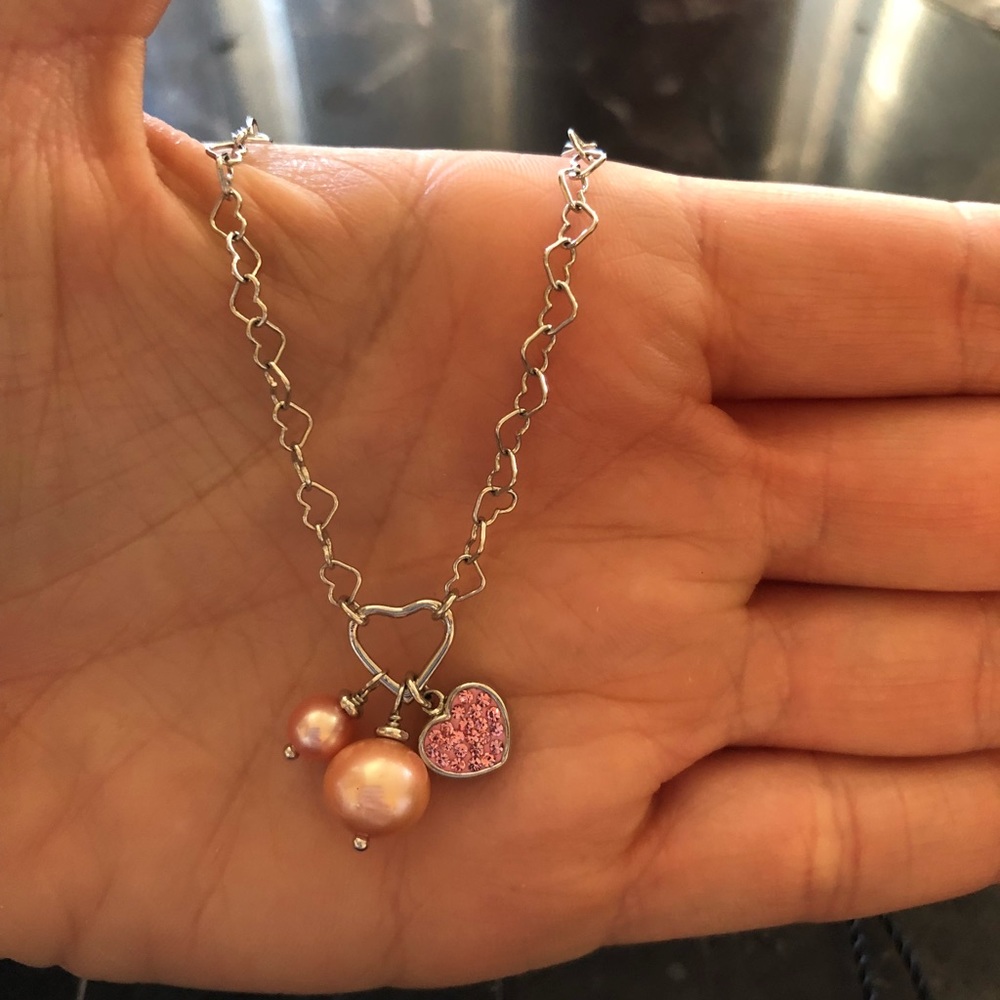 Pink Pearl Heart Necklace
